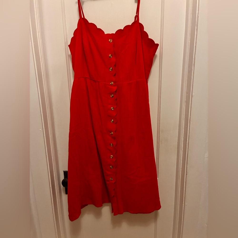 City Chic Red Scallop Button Sundress
NWT